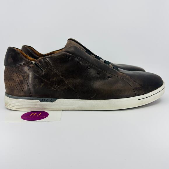 Kizik Men's New York Brown Leather Hands Free Slip On Casual Sneakers Size 13 - Picture 1 of 11